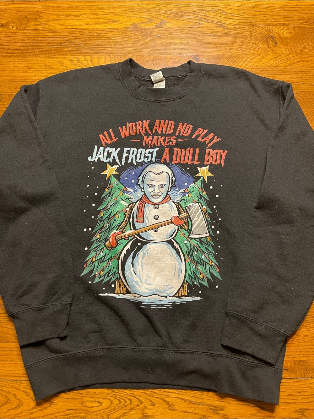 Black Graphic Crewneck Sweatshirt - 'Jack (Torrance) Frost' Snowman Design